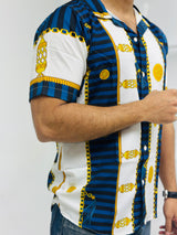 BLUE CHAIN STRIPES CUBAN SHIRT