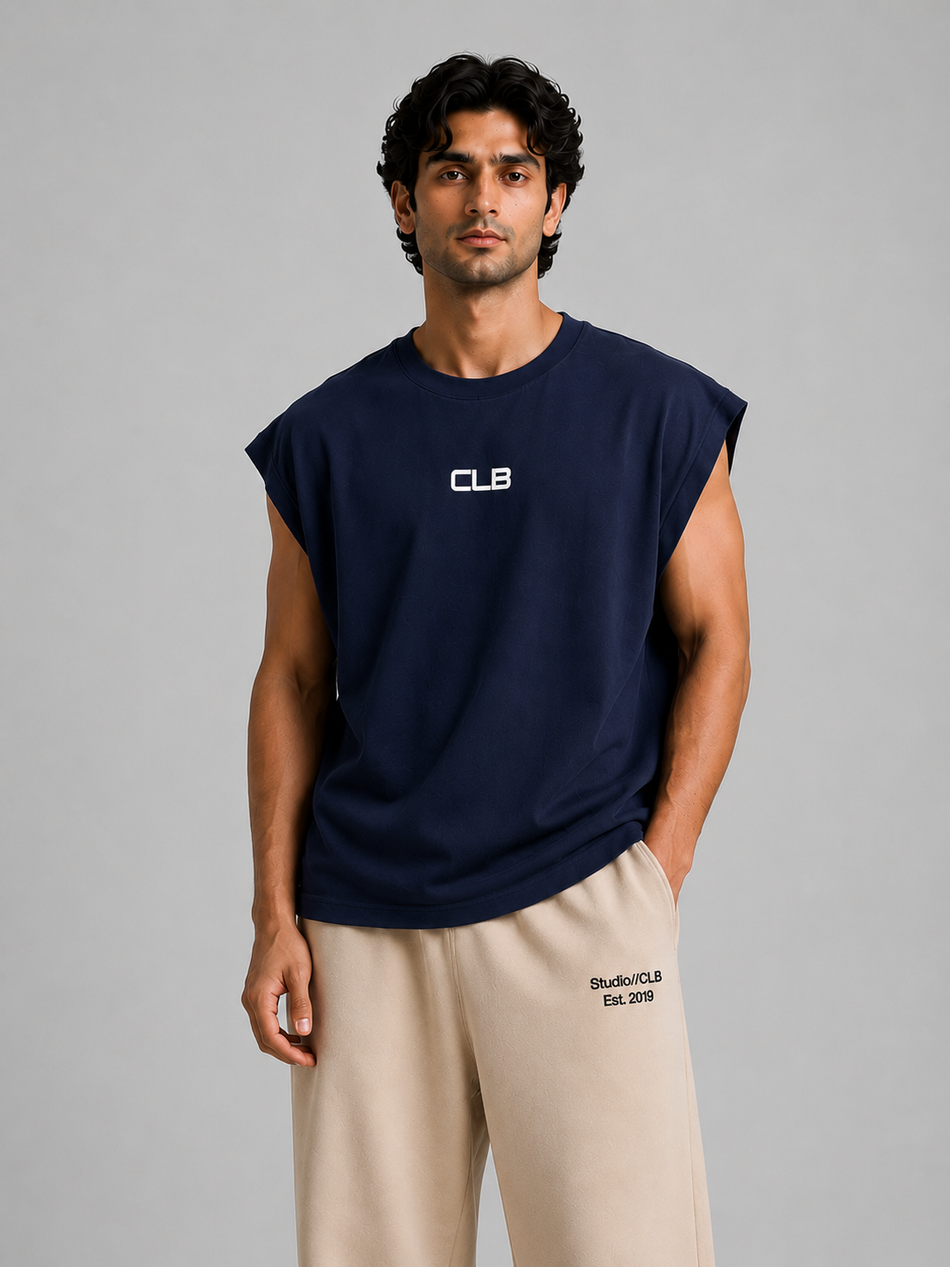CLB Sleeveless Tee – Navy Blue