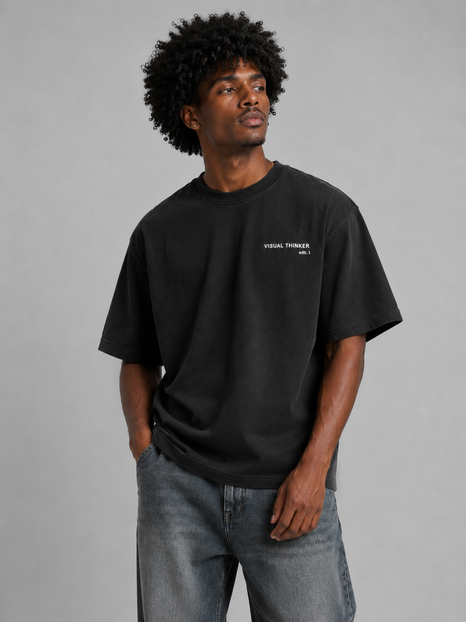 Visual Thinker Heavyweight Boxy Tee – Jet Black