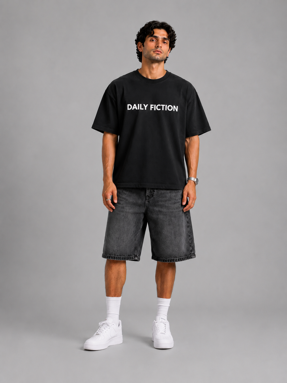 Daily Fiction Oversized Tee – Black