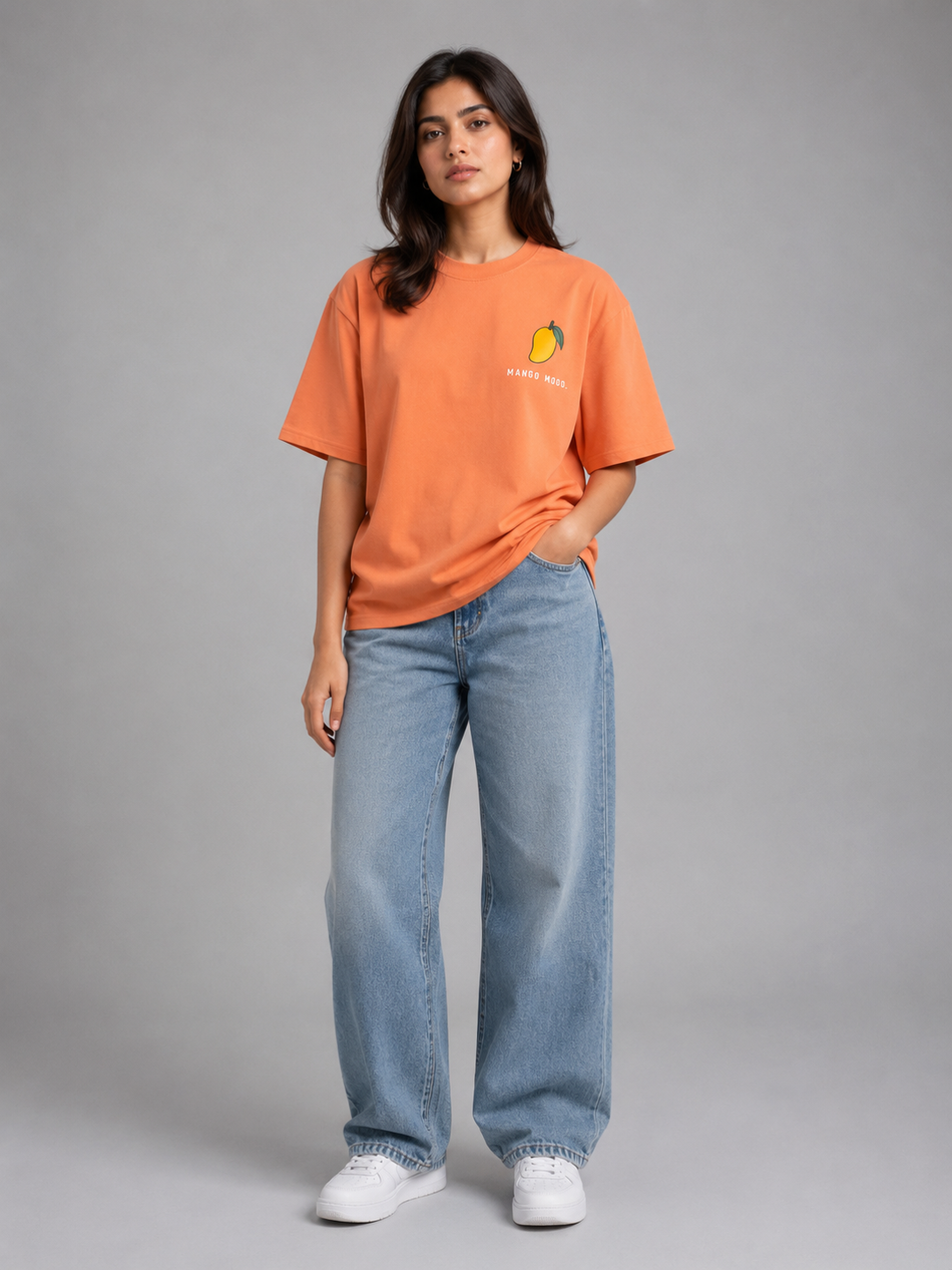 Mango Mood Oversized Tee – Peach Orange