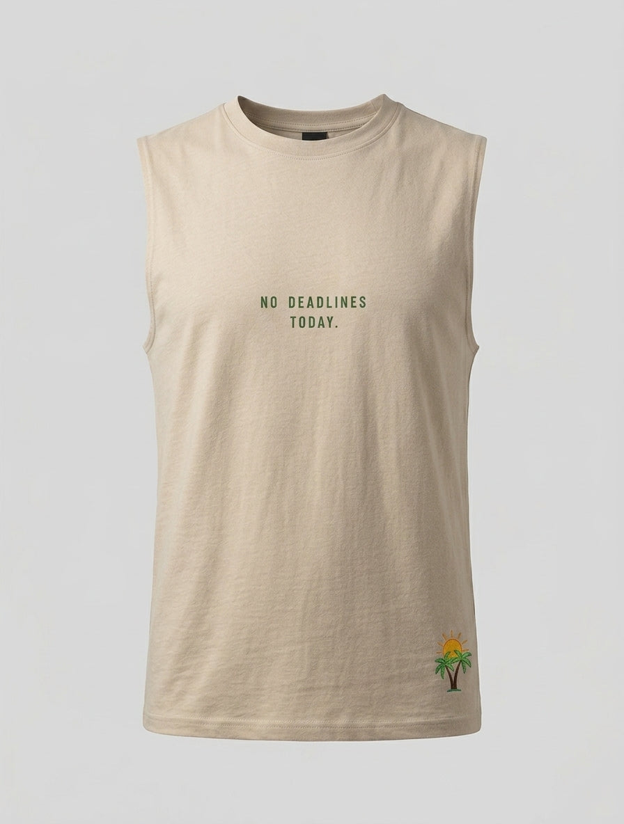 CLB No Deadlines Sleeveless Tee – Beige