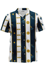 BLUE CHAIN STRIPES CUBAN SHIRT