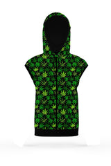 AOSZH - GREENISH SLEEVELESS ZIPPER HOODIE