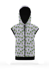 AOSZH - FLORAL POTS SLEEVELESS ZIPPER HOODIE