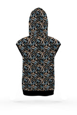 AOSZH - BLACK LEAF SLEEVELESS ZIPPER HOODIE