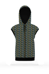 AOSZH - FLORALS SLEEVELESS ZIPPER HOODIE