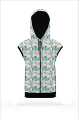 AOSZH - FLORAL GREEN ZIPPER HOODIE