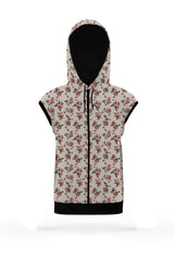 AOSZH - PINK ROSE SLEEVELESS ZIPPER HOODIE