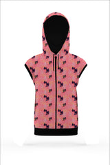 AOSZH - PINK DESERT SLEEVELESS ZIPPER HOODIE