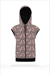 AOSZH - PINK JUNGLE SLEEVELESS ZIPPER HOODIE