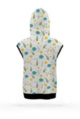 AOSZH - SNOW FLORAL SLEEVELESS ZIPPER HOODIE