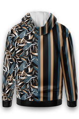 AOZH - BLACK LINES WITH LEAFS ZIPPER HOODIE