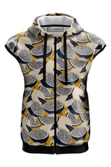 AOSZH - GREY LEMON SLEEVELESS ZIPPER HOODIE