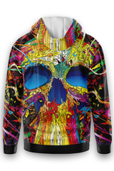 AOZH - GRAFFITI SKULL ZIPPER HOODIE