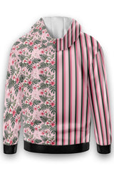 AOZH - PINK LINE WITH FLOWER ZIPPER HOODIE